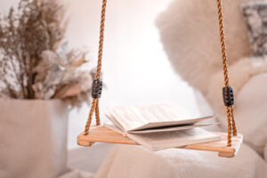 Modern Cozy Interior Living Room With Hanging Swing